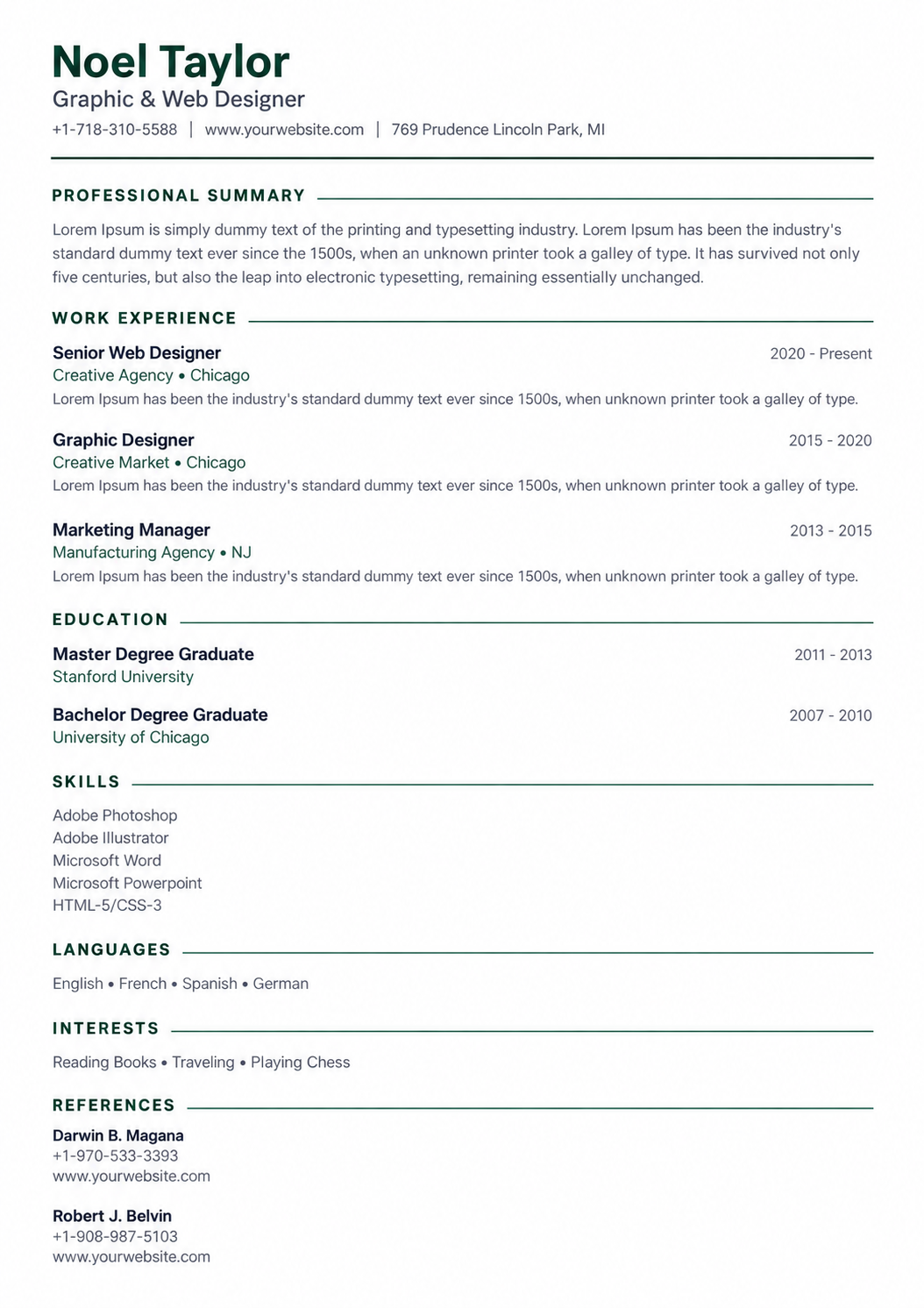 ATS Optimized template preview