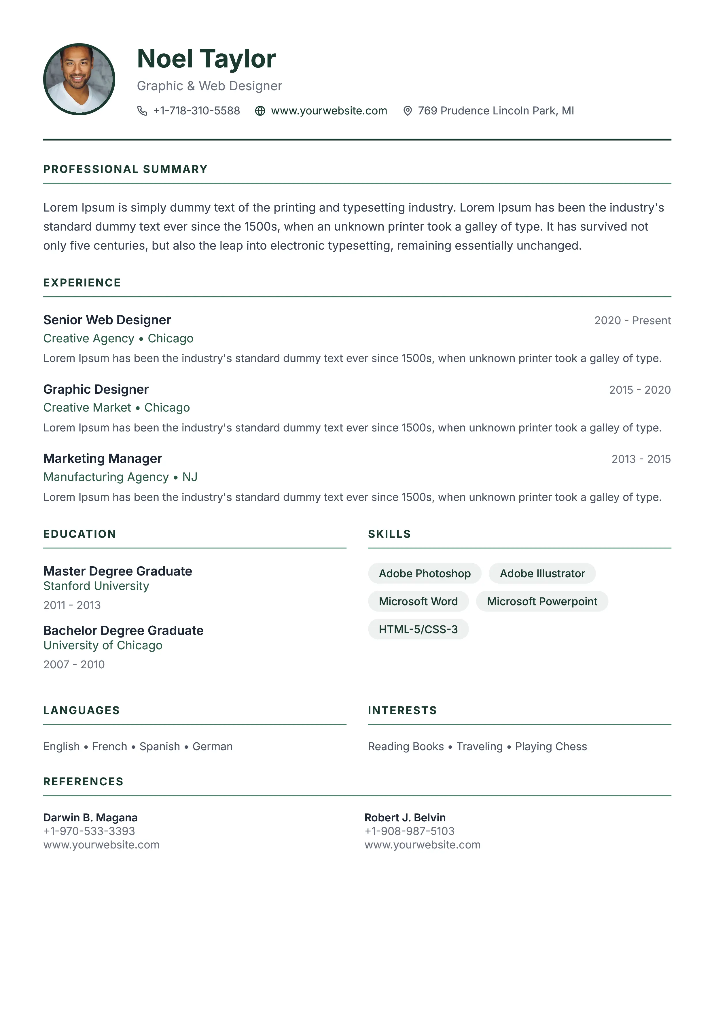 Minimal template preview