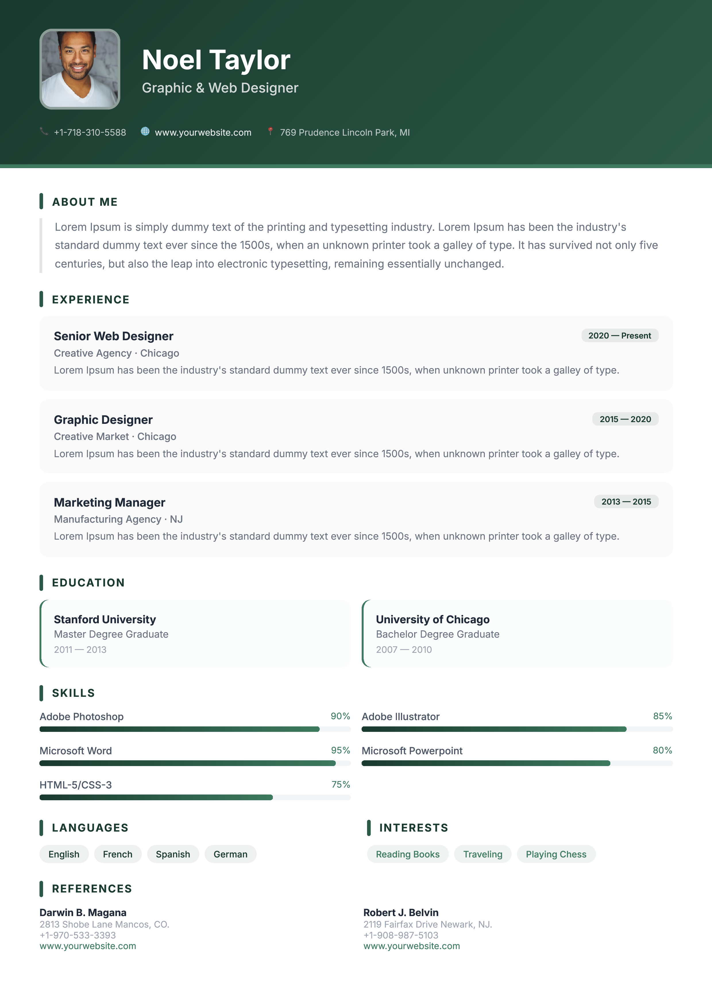 Creative template preview