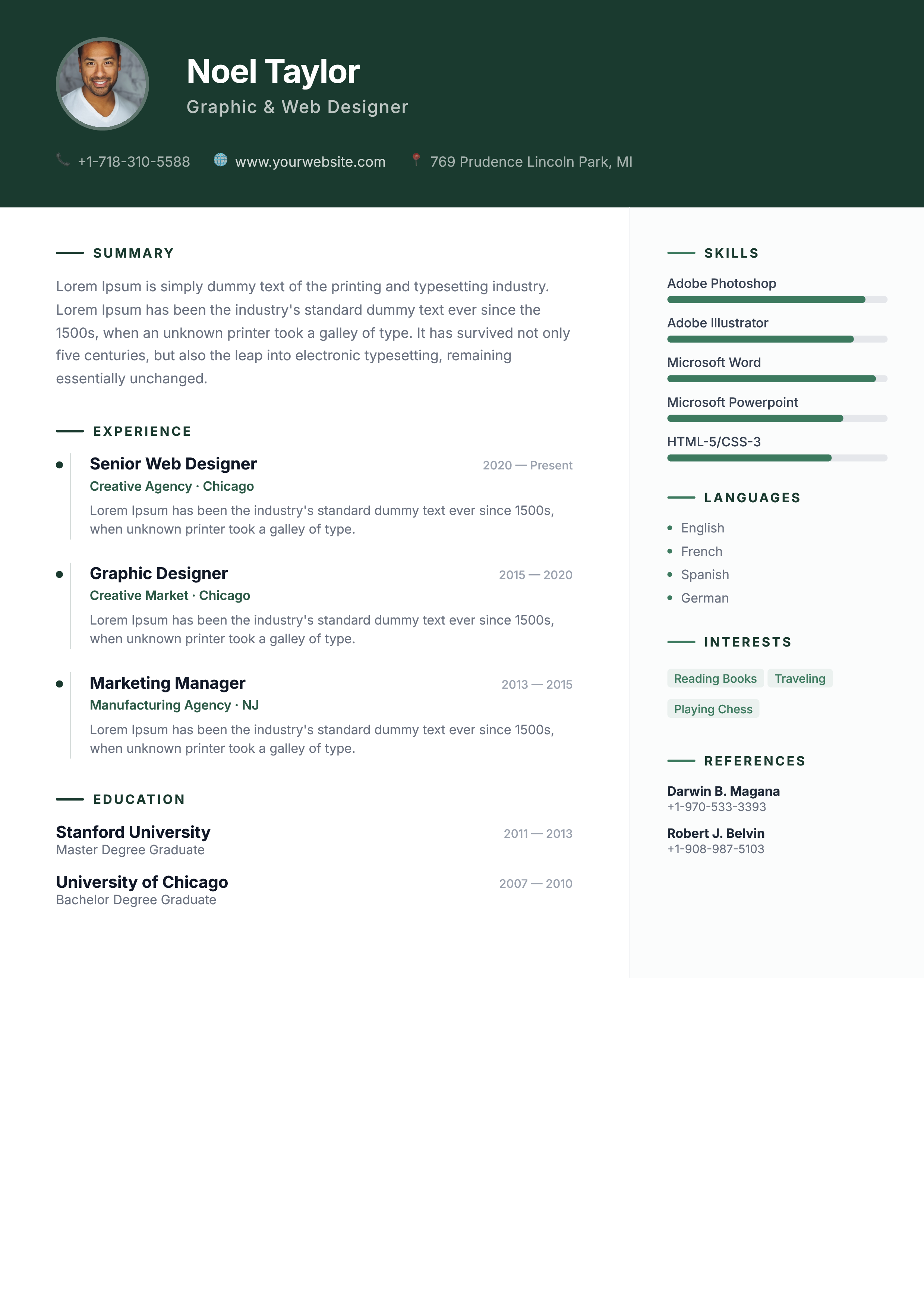 Professional template preview