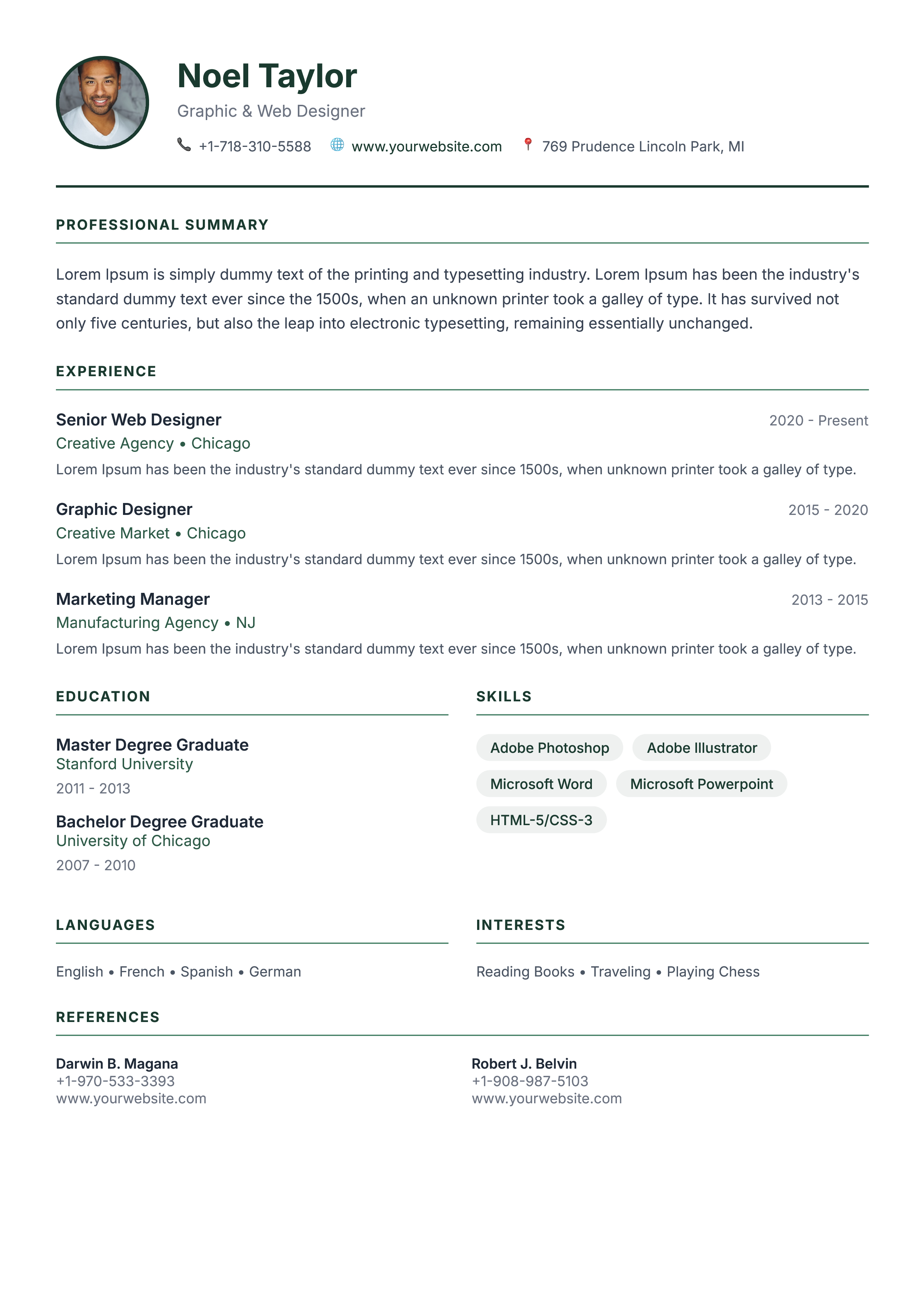 Minimal template preview